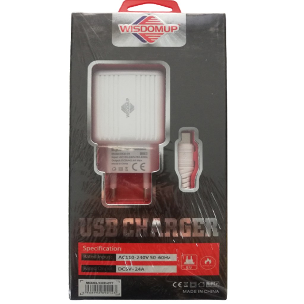 φορτιστής-κινητού-με-2-θύρες-usb-και-καλώδιο-δεδομένων-type-c-2,4-a-model-ocd-01t